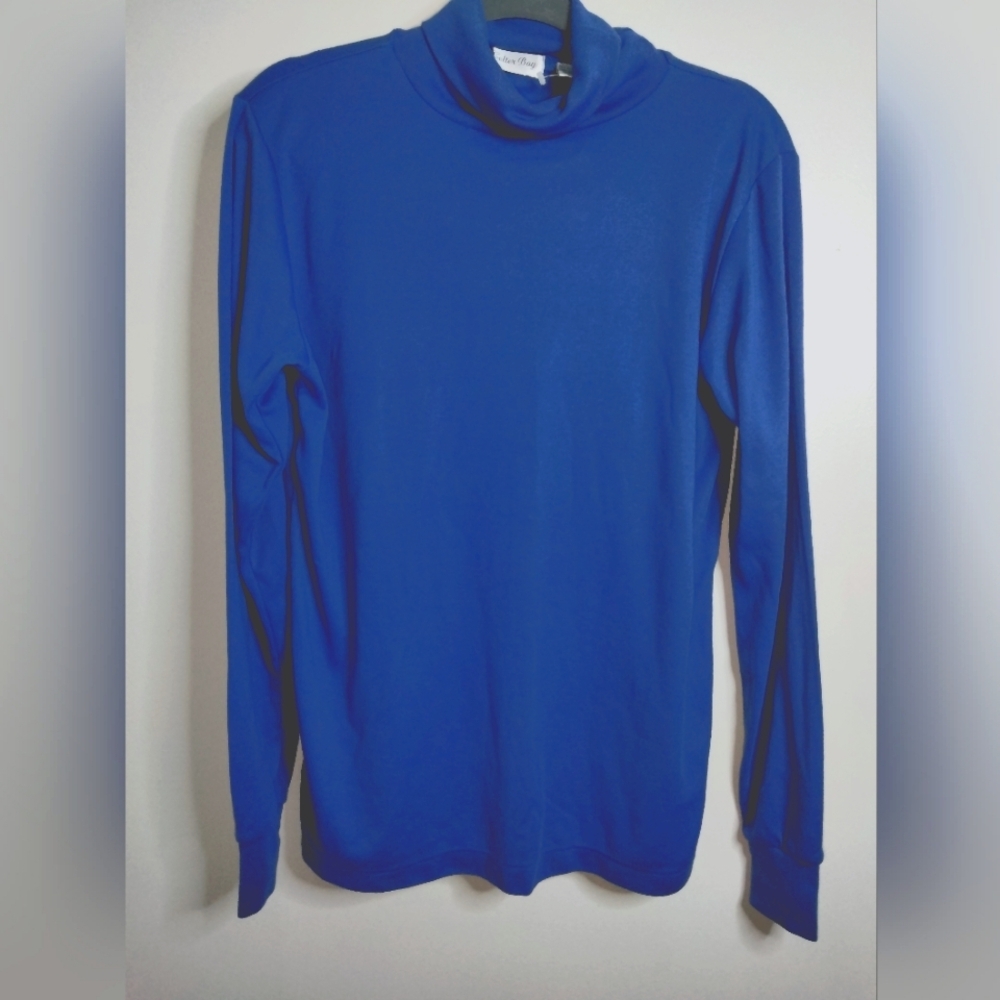 Colter Bay (Size M) Blue Turtleneck LS Cotton Blend Lightweight Basic Sweater